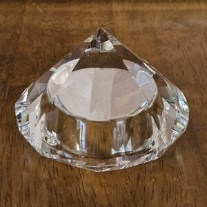 Faceted Crystal Prism Diamond-Shaped Paperweight or Votive Candle Holder